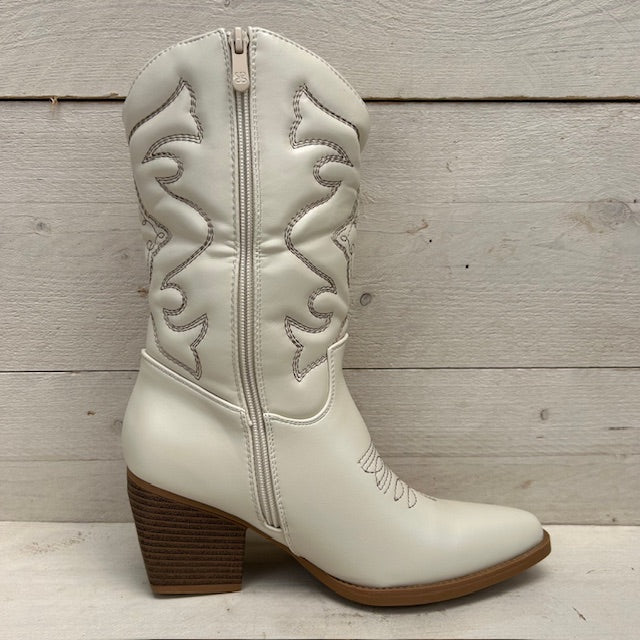 Leatherlook cowboylaarzen met gaaf design beige