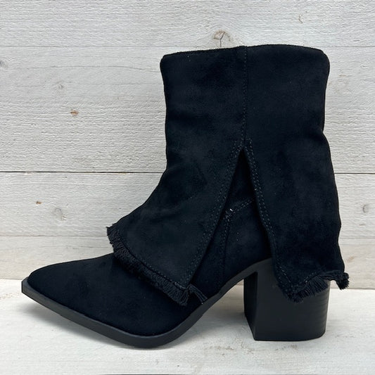 Suèdine cowboylaarzen met trendy flap zwart