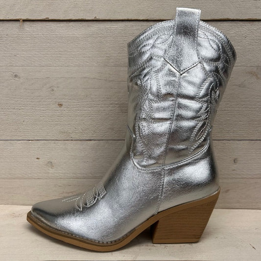 Stoere cowboylaarzen zilver