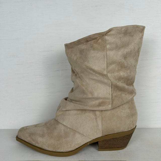 Slouchy cowboylaarzen met trendy design beige