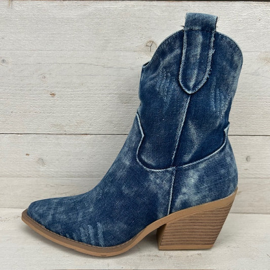 Kort cowboylaarsje jeans blauw