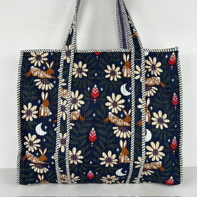 Zomerse shopper bloem navy