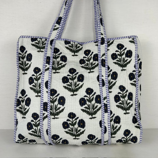 Zomerse shopper bloem wit