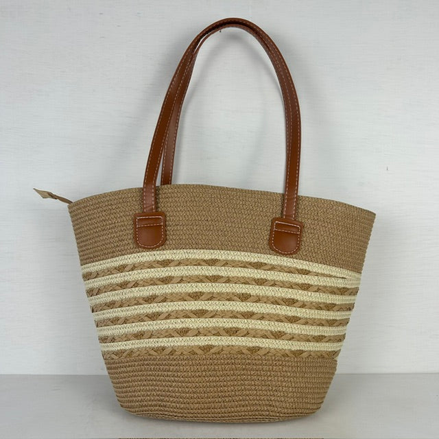 Leuke rieten shopper khaki