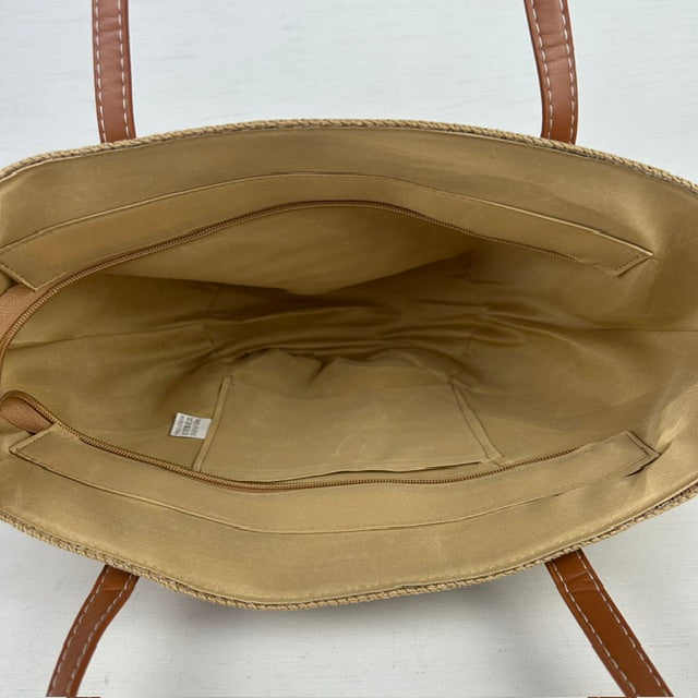 Leuke rieten shopper khaki