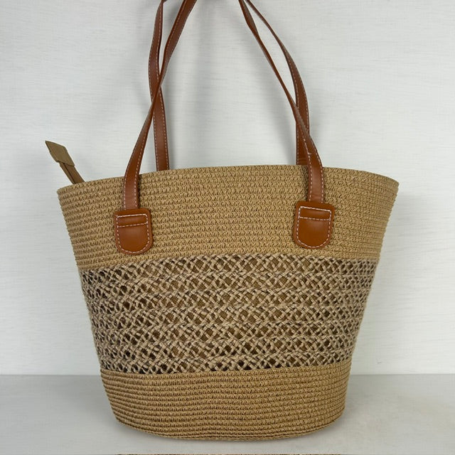 Leuke rieten shopper camel