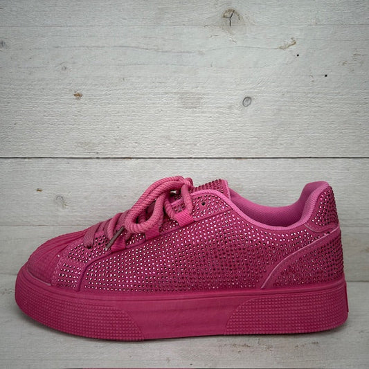 Shiny sneakers met leuke afwerking fuchsia