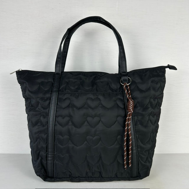 Padded love shopper met franjes zwart