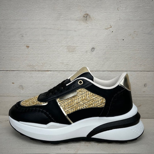 Sportieve sneaker met gevlochten motief zwart