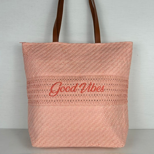 Shopper met gevlochten motief roze
