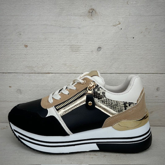 Gave sneakers met sierrits zwart