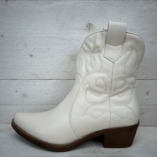 Leatherlook cowboylaarsje beige