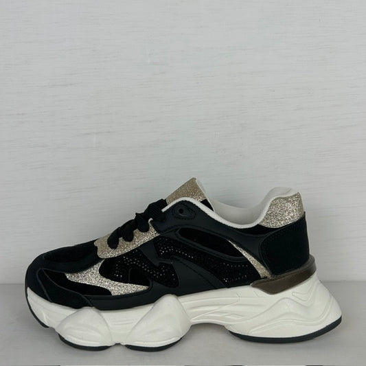 Sportieve sneakers met shiny details zwart
