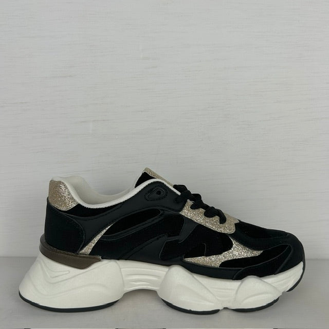 Sportieve sneakers met shiny details zwart