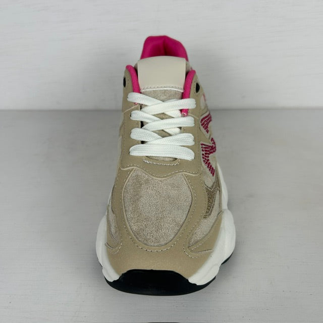 Sportieve sneakers met shiny details roze