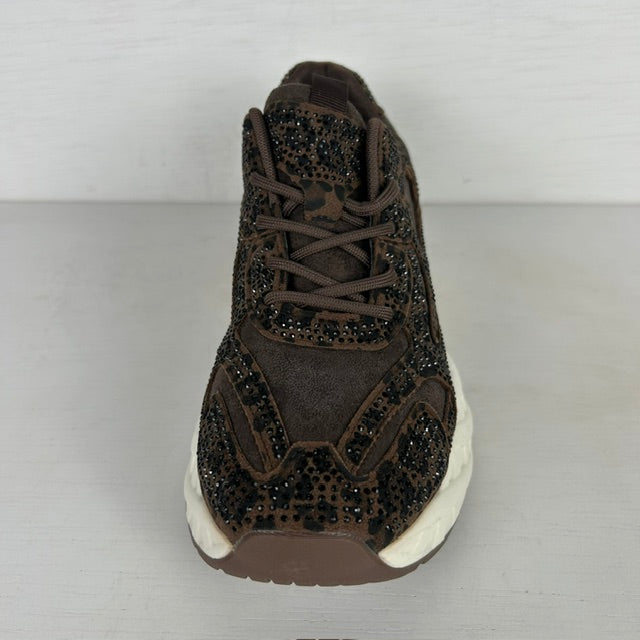 Shiny sneakers met leuke afwerking bruin panter