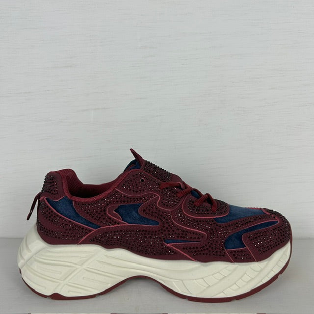 Shiny sneakers met leuke afwerking rood blauw