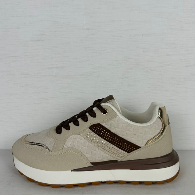 Casual sneakers met leuke details beige
