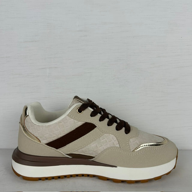 Casual sneakers met leuke details beige