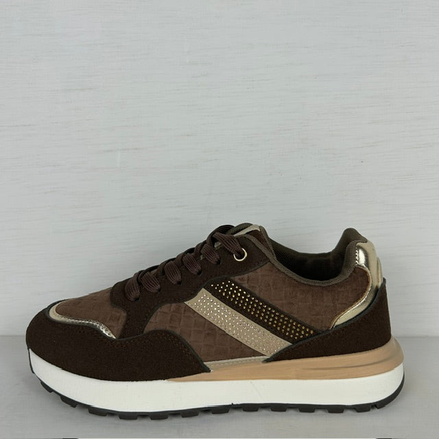 Casual sneakers met leuke details bruin