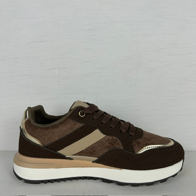 Casual sneakers met leuke details bruin