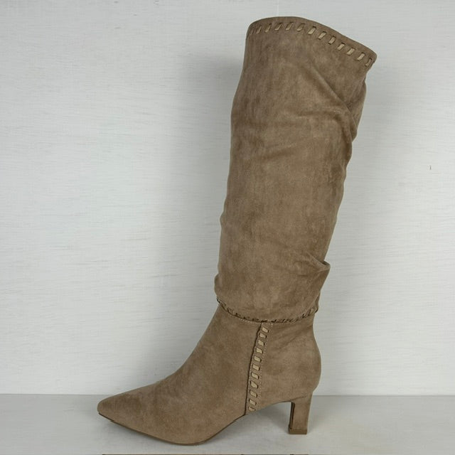 Elegante suèdine laarzen met stiksel khaki