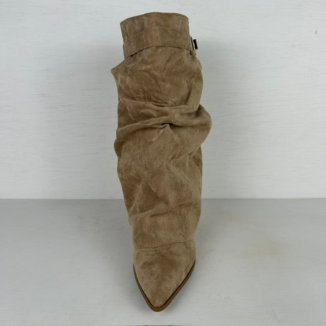 Suèdine cowboylaarzen met flap en bandje khaki