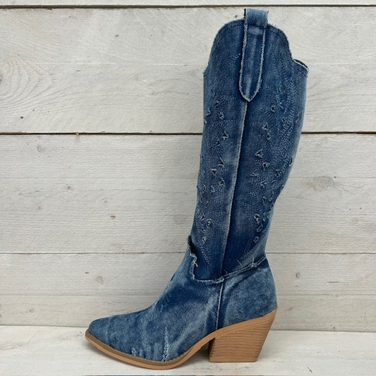 Gave hoge cowboylaarzen dark jeans