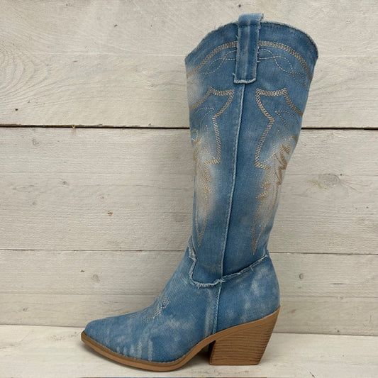 Cowboylaarzen met gave afwerking light jeans