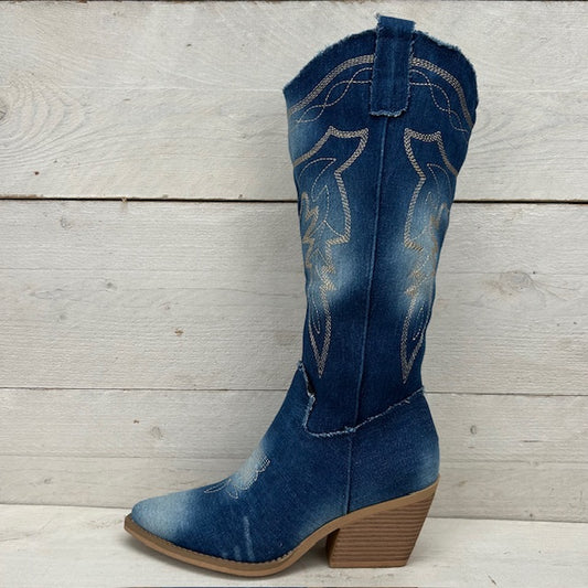 Cowboylaarzen met gave afwerking dark jeans