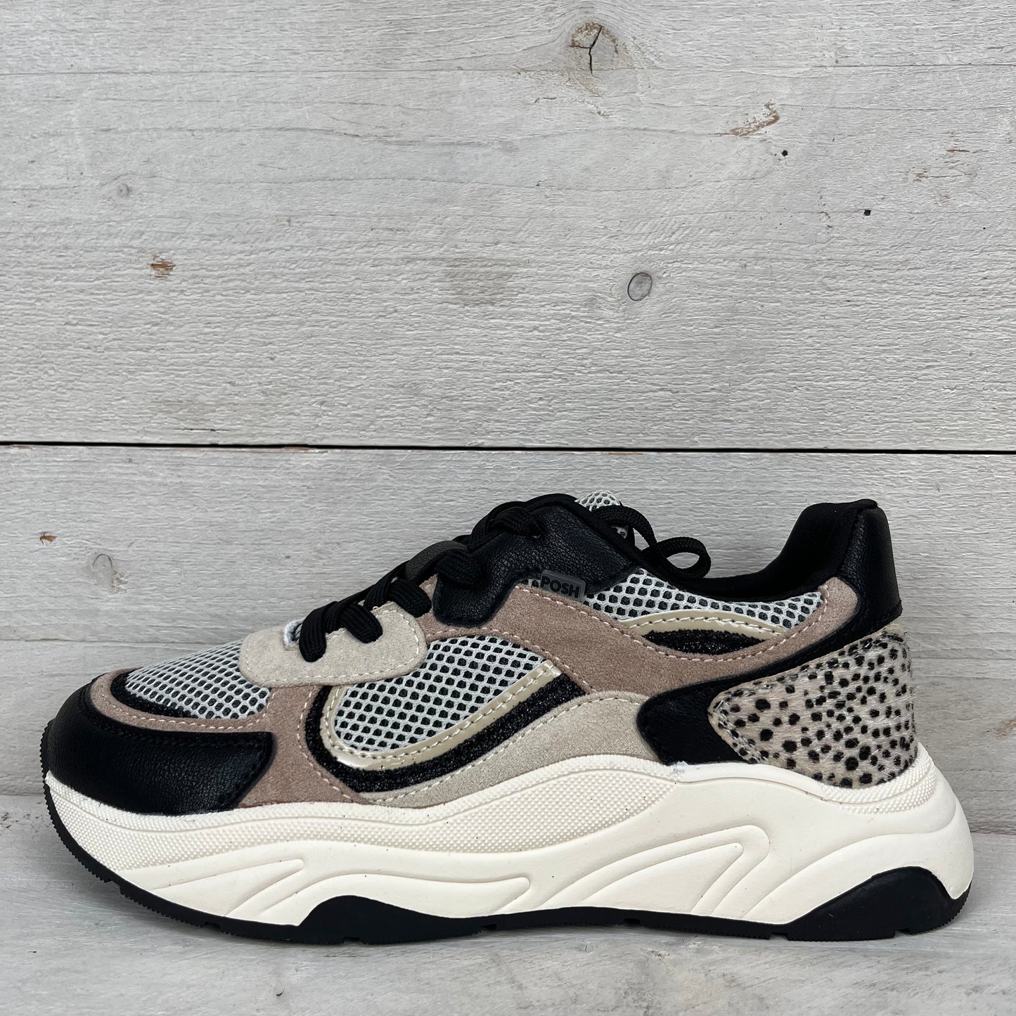 Posh by Poelman sneakers black with beige combination