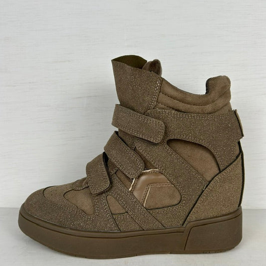 Trendy wedge sneakers khaki