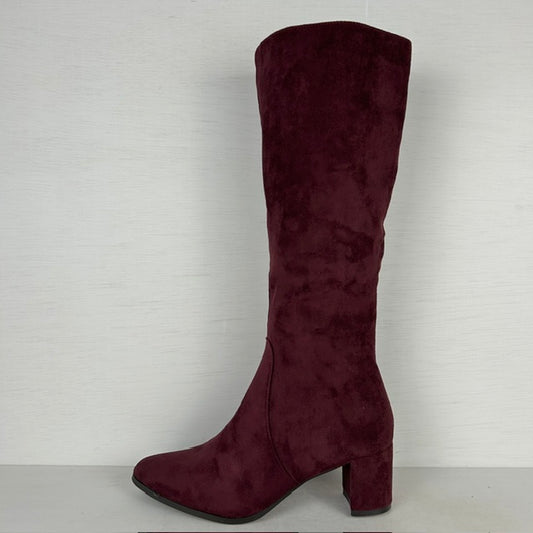 Suèdine laarzen met elegante hak rood