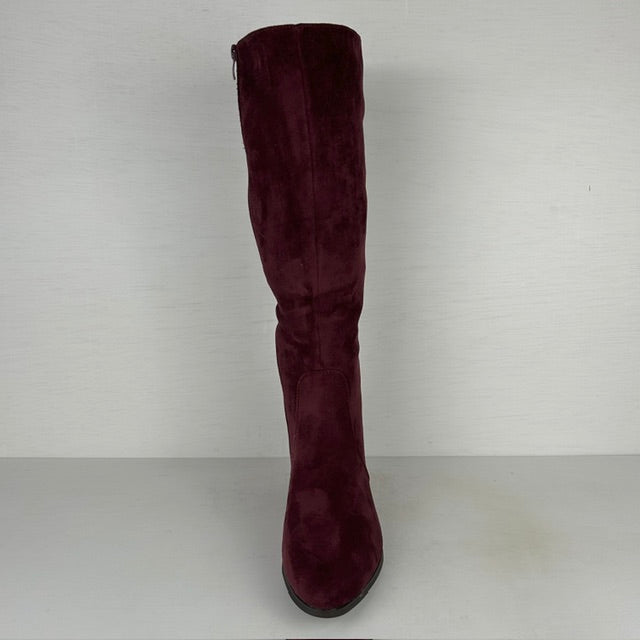 Suèdine laarzen met elegante hak rood