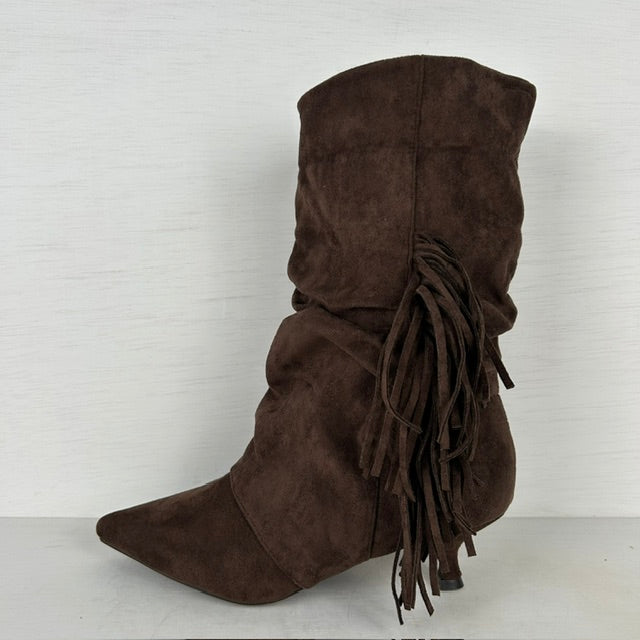 Slouchy cowboylaarzen met franjes bruin