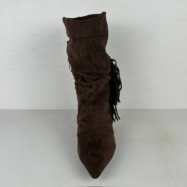 Slouchy cowboylaarzen met franjes bruin