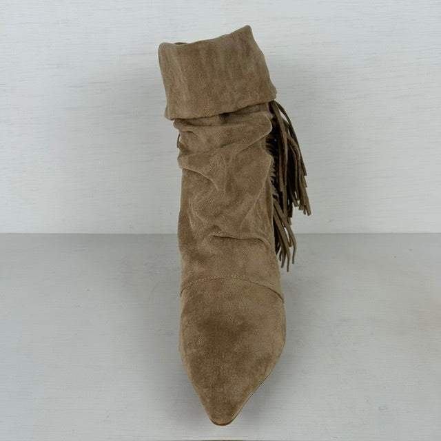 Slouchy cowboylaarzen met franjes khaki