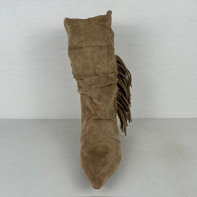 Slouchy cowboylaarzen met franjes khaki