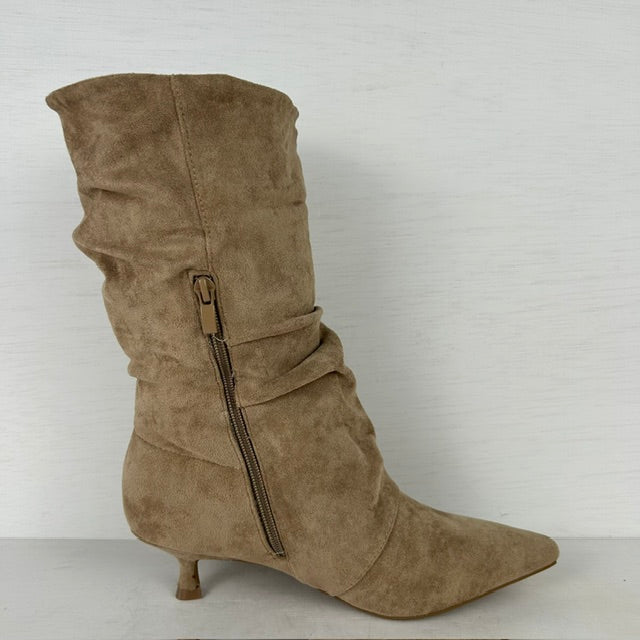 Slouchy cowboylaarzen met franjes khaki