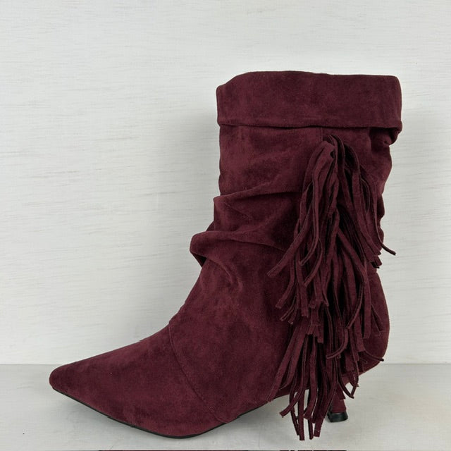 Slouchy cowboylaarzen met franjes rood