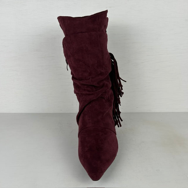 Slouchy cowboylaarzen met franjes rood