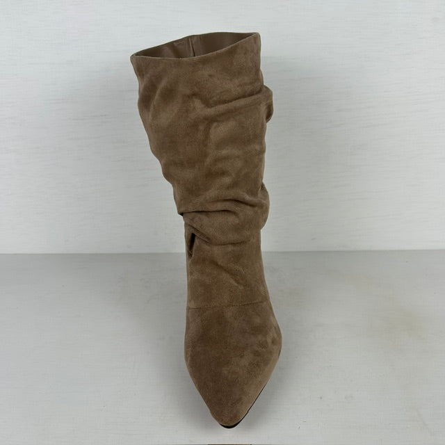 Slouchy cowboylaarzen met naaldhakje khaki