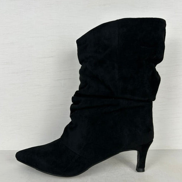 Slouchy cowboylaarzen met naaldhakje zwart