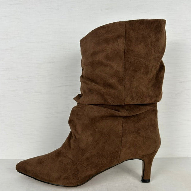 Slouchy cowboylaarzen met naaldhakje bruin