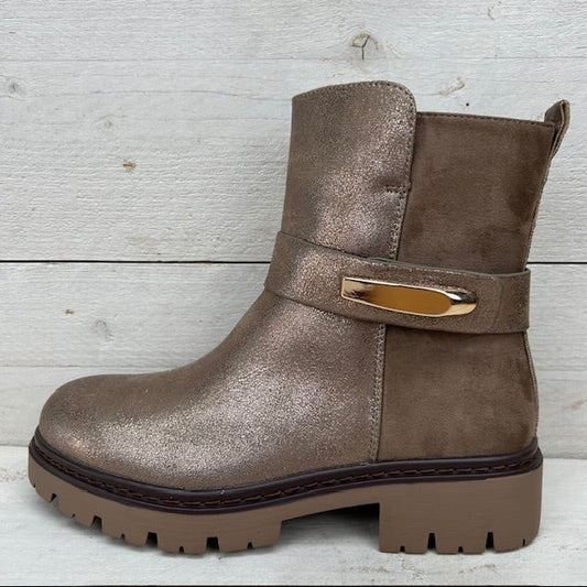 Stoere boots met metallic detail goud