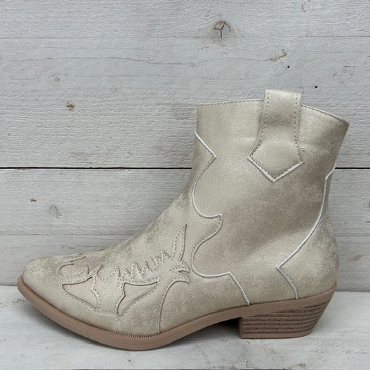 Leuk cowboylaarsje met lage hak licht goud