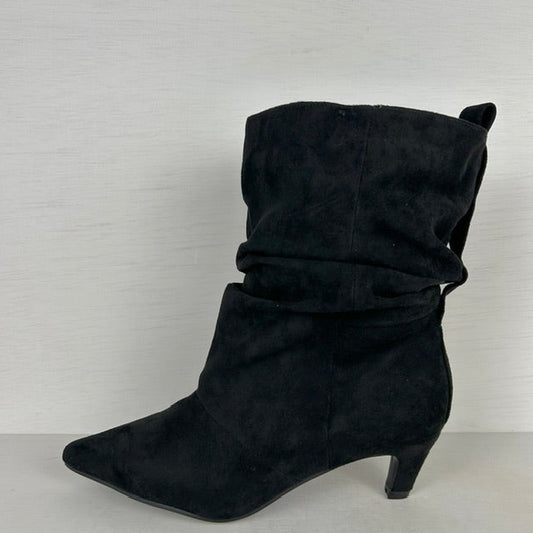 Slouchy cowboylaarzen met naaldhakje en lusje zwart