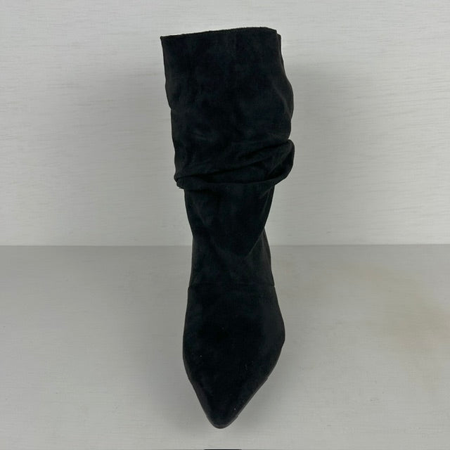 Slouchy cowboylaarzen met naaldhakje en lusje zwart