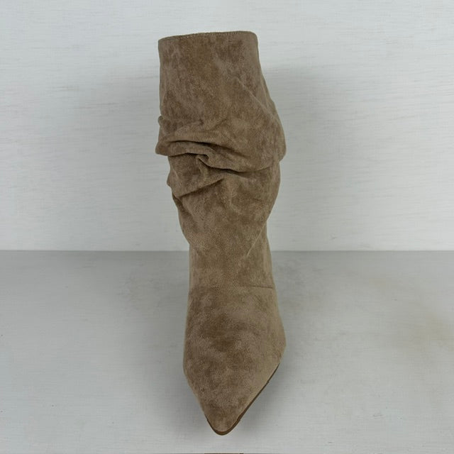 Slouchy cowboylaarzen met naaldhakje en lusje khaki