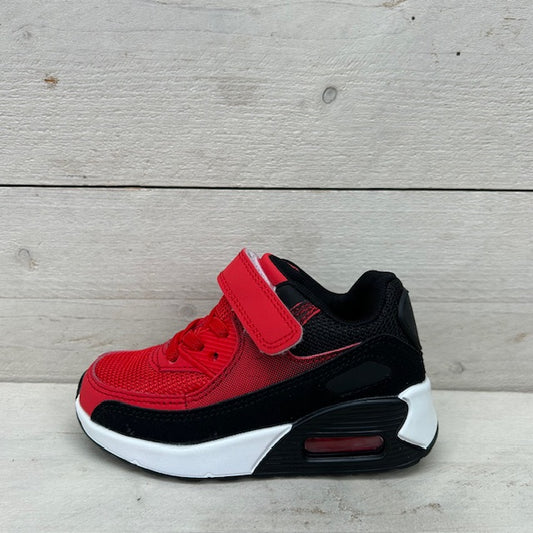 Kids leuke air sneakers rood zwart (maat 24 t/m maat 29)